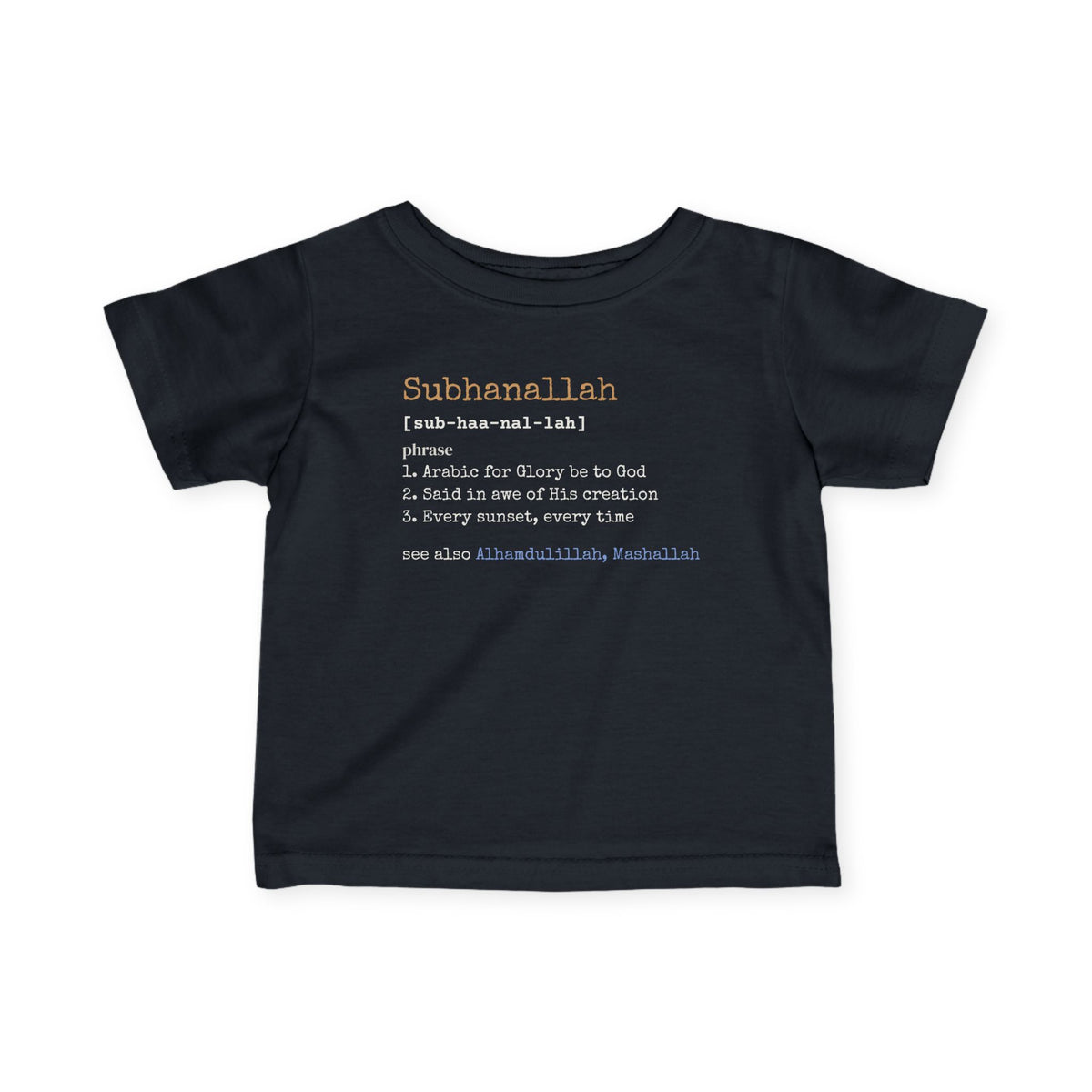 Subhanallah Definition Islamic Baby T-Shirt in Black – AdabStars