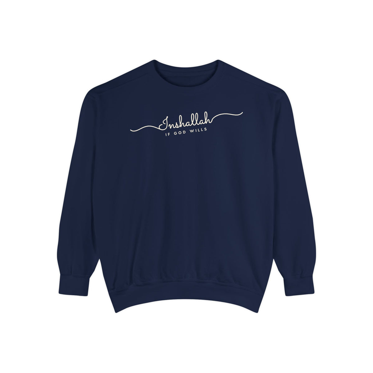 Inshallah Fine Line Script Islamic Premium Sweatshirt – AdabStars