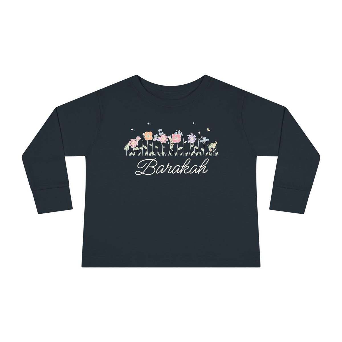 Barakah Meadow Flowers Islamic Toddler Toddler Long Sleeve Shirt in Black – AdabStars