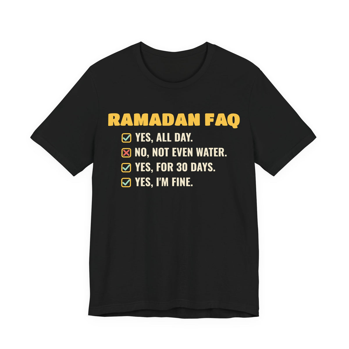 Ramadan FAQ Shirt | Funny Fasting Answers Muslim Coworker Questions | AdabStars Islamic Apparel
