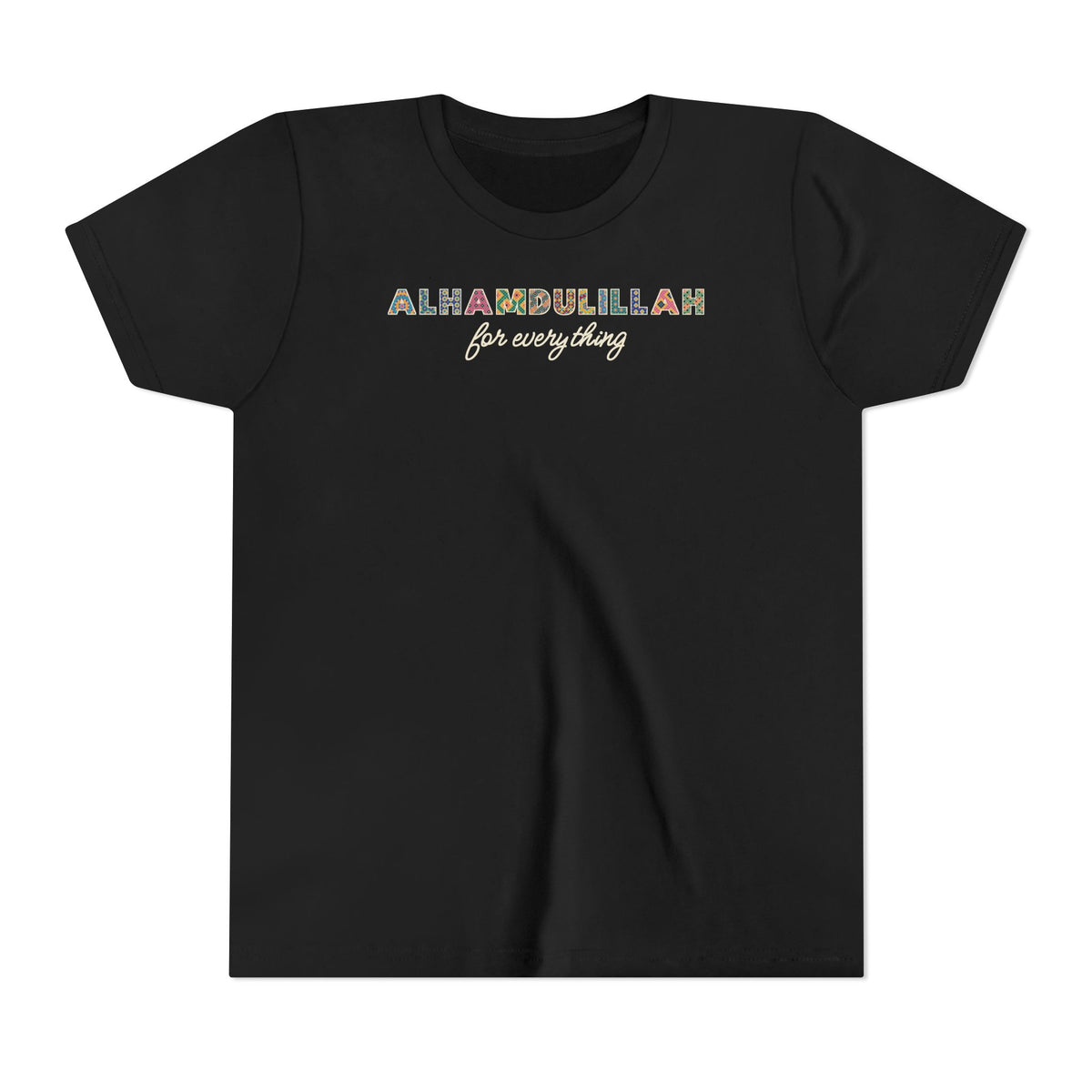 Alhamdulillah Patterned Letters Islamic Kids T-Shirt in Black – AdabStars