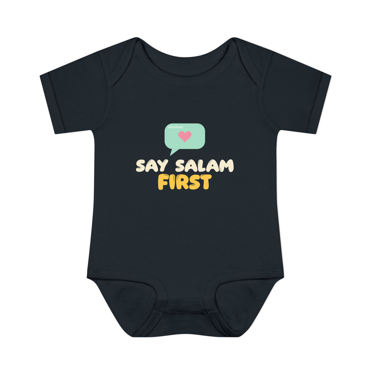 Say Salam First Islamic Baby Bodysuit in Black – AdabStars