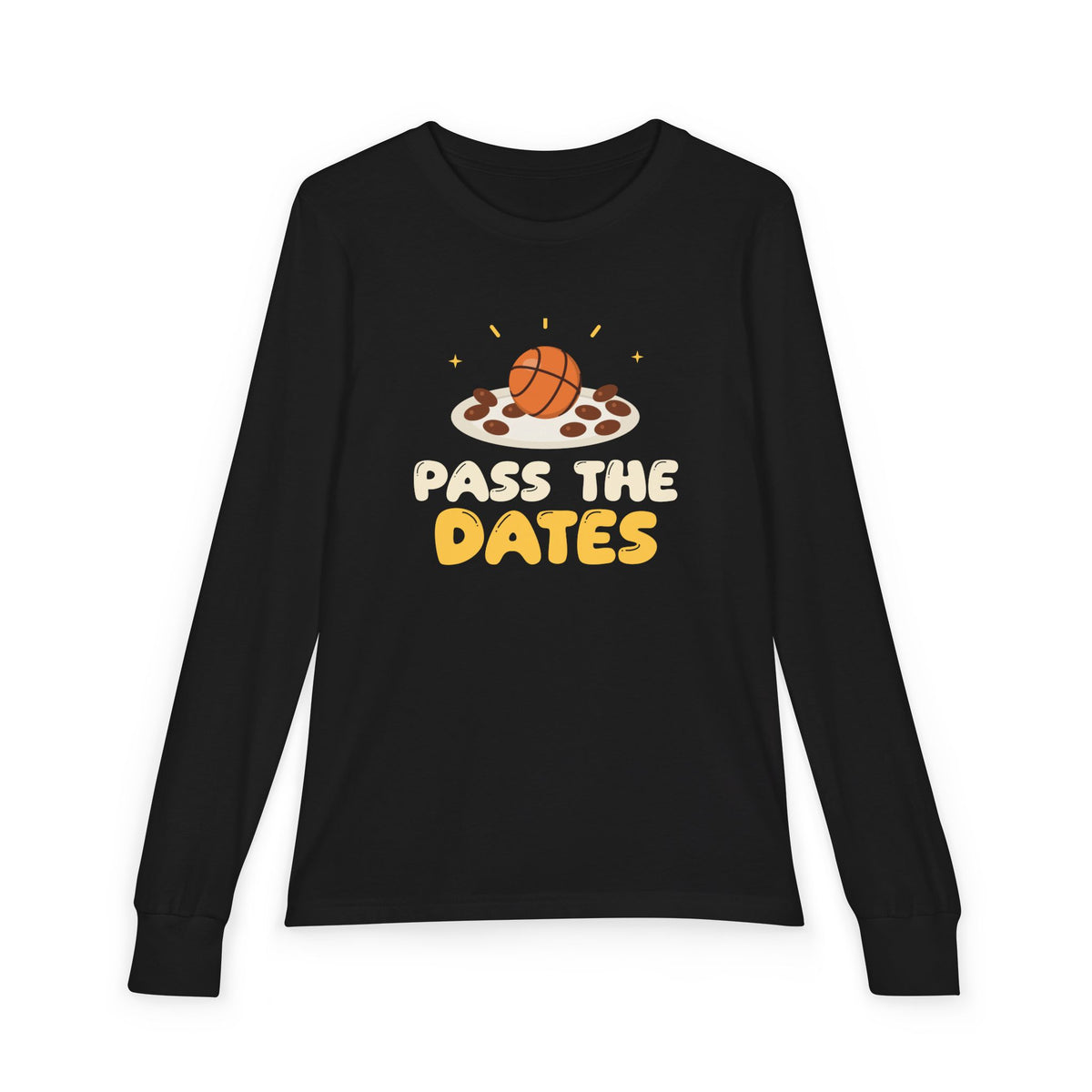 Pass The Dates Muslim Kids Long Sleeve Shirt | Ramadan Basketball Pun Pass The Dates Iftar Kids Muslim | AdabStars Islamic Kids Apparel