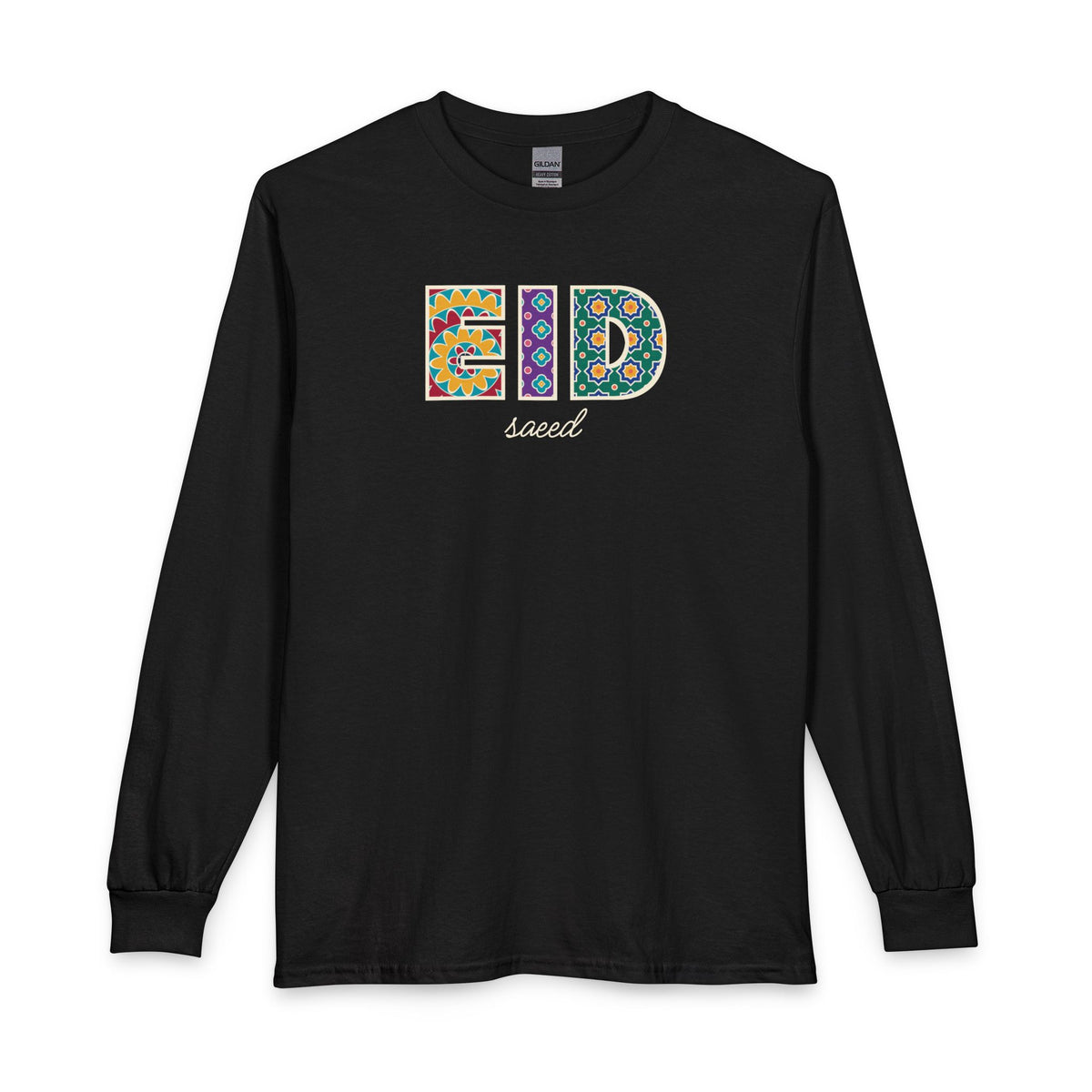 Eid Saeed Patterned Letters Long Sleeve Shirt in Black – AdabStars