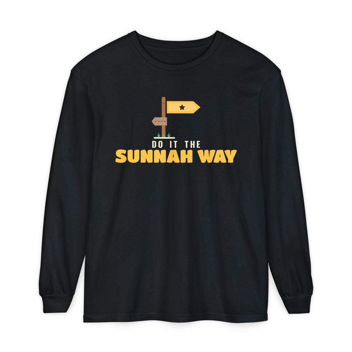 Do It the Sunnah Way Islamic Heavyweight Long Sleeve Shirt in Black – AdabStars