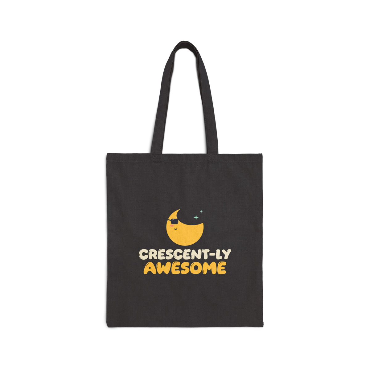 Crescent-ly Awesome Canvas Tote Bag in Black, one-sided print – AdabStars