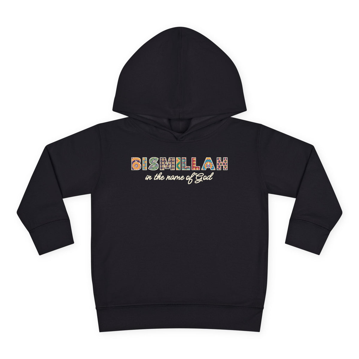 Bismillah Patterned Letters Islamic Toddler Hoodie in Black – AdabStars