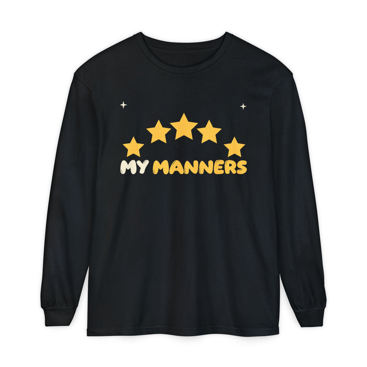 My Manners Rated Ramadan Long Sleeve Shirt | Adab Kids My Manners Top Rating Row of Stars Polite Muslim | AdabStars Islamic Kids Apparel