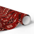 Red Tatreez Palestinian Style Gift Wrapping Paper – Traditional Embroidery Pattern for Eid, Ramadan & Special Occasions back 