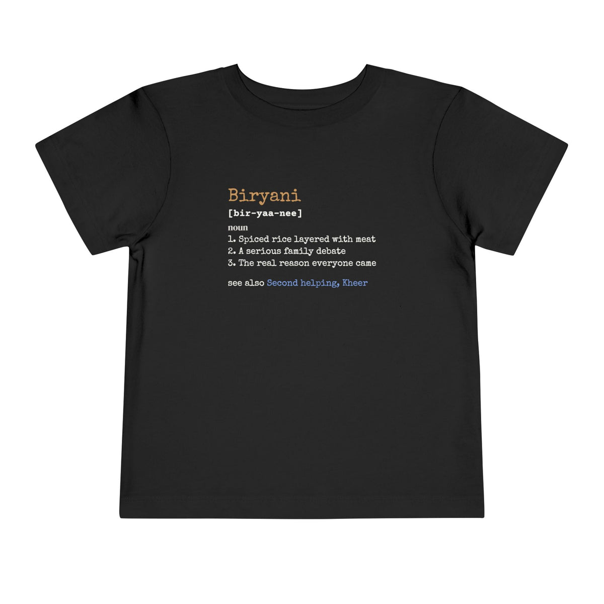 Biryani Definition Islamic Toddler T-Shirt in Black – AdabStars