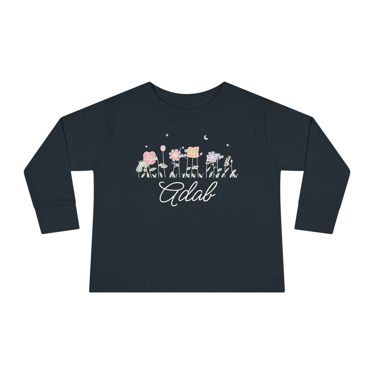 Adab Meadow Flowers Toddler Long Sleeve Shirt in Black – AdabStars