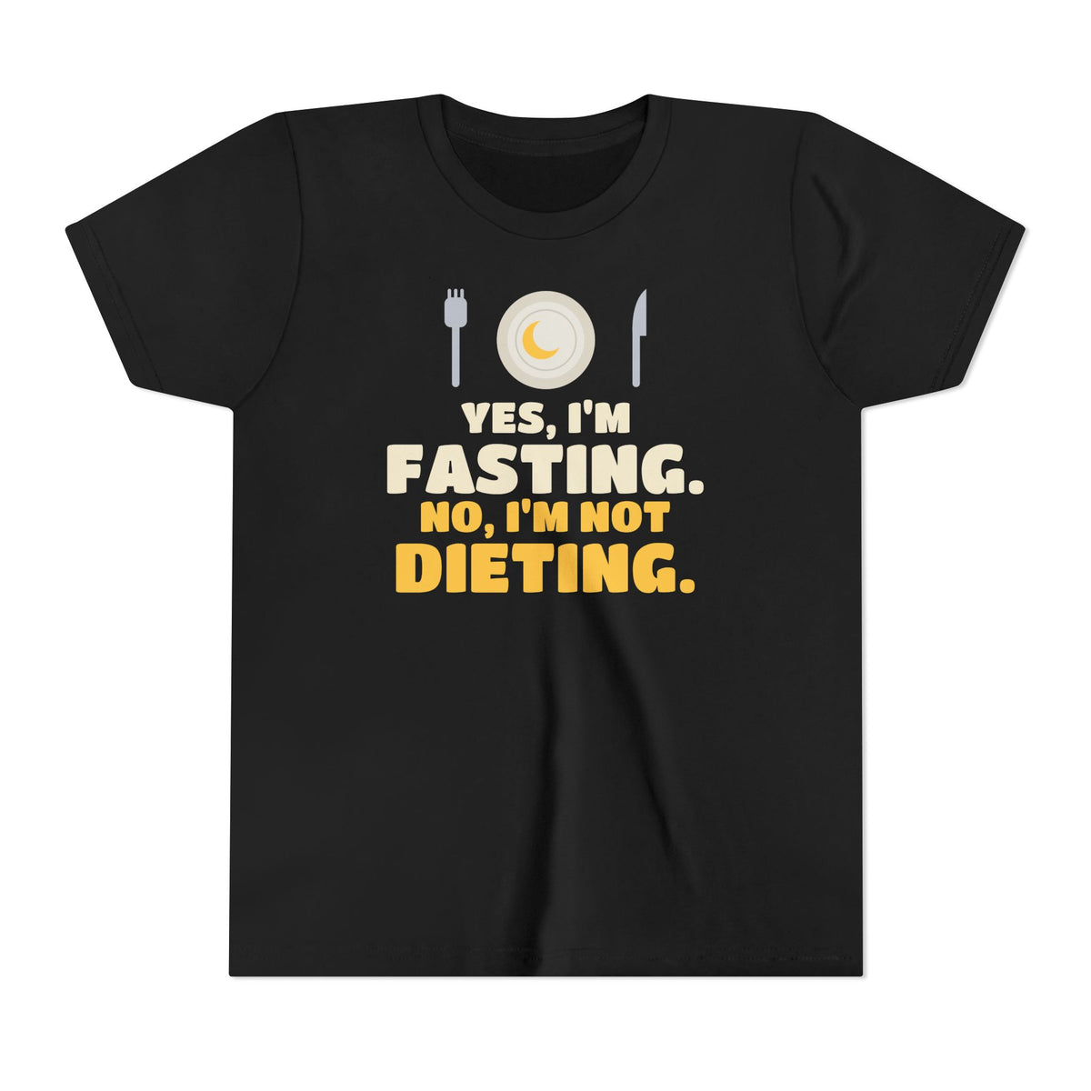 Yes I'm Fasting, No I'm Not Dieting Kids T-Shirt in Black – AdabStars