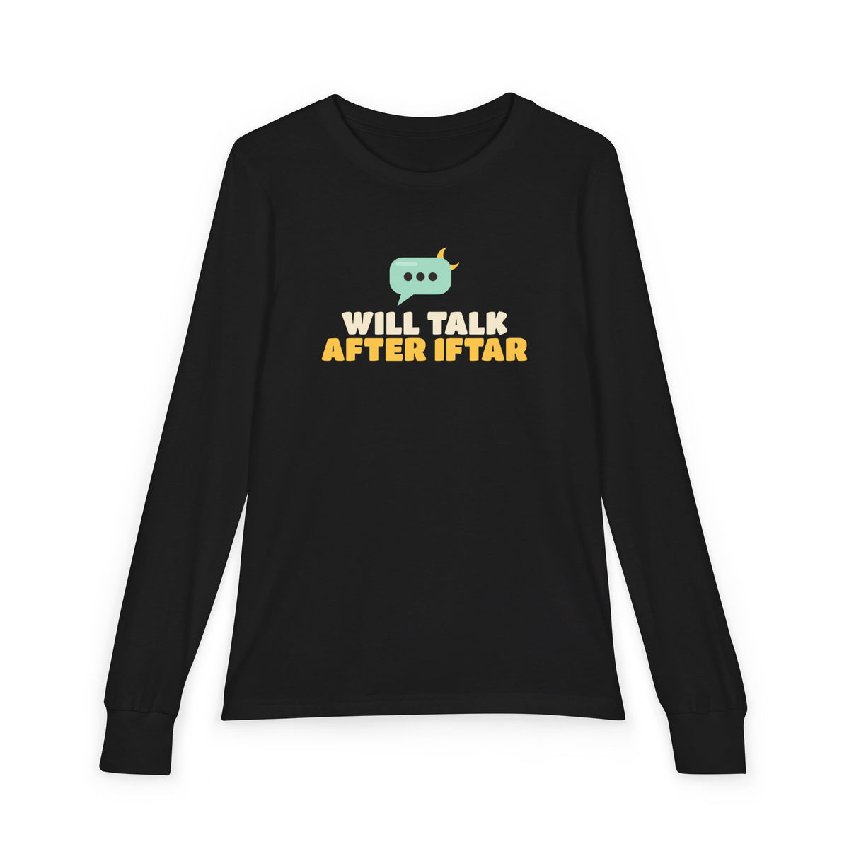 Will Talk After Iftar Kids Kids Long Sleeve Shirt in Black – AdabStars