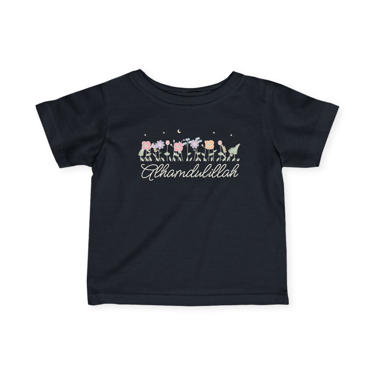 Alhamdulillah Meadow Flowers Islamic Baby T-Shirt in Black – AdabStars