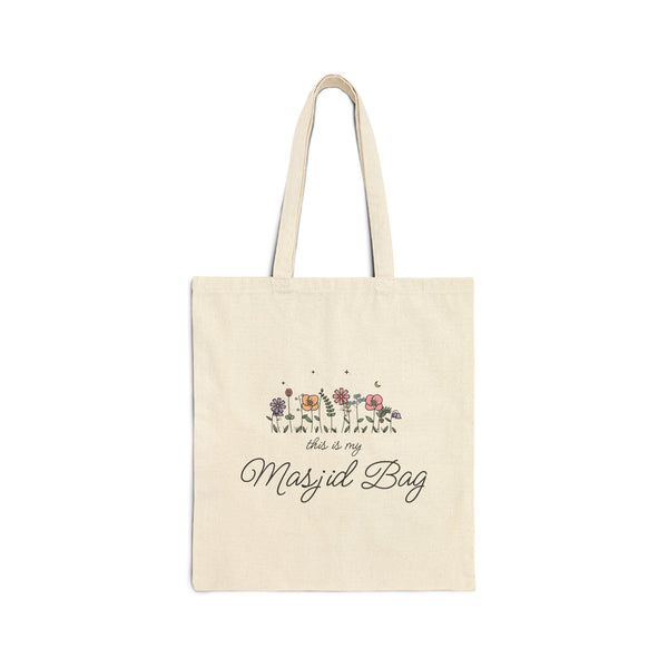 This Is My Masjid Bag Meadow Flowers Canvas Tote Bag in Natural, one-sided print – AdabStars