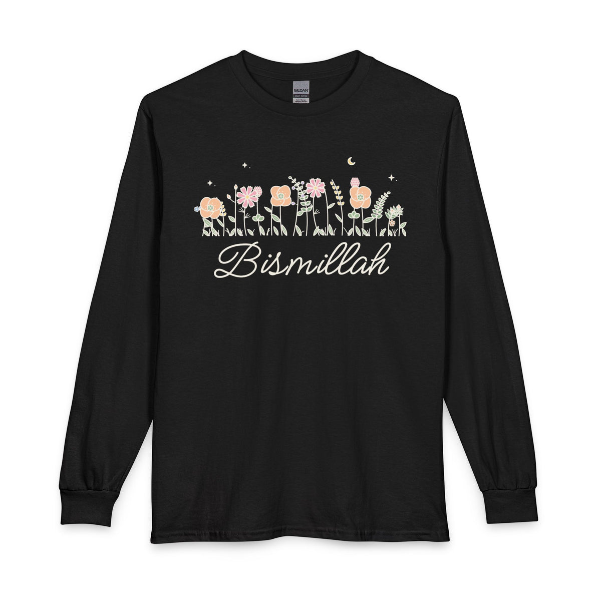 Bismillah Meadow Flowers Islamic Long Sleeve Shirt in Black – AdabStars