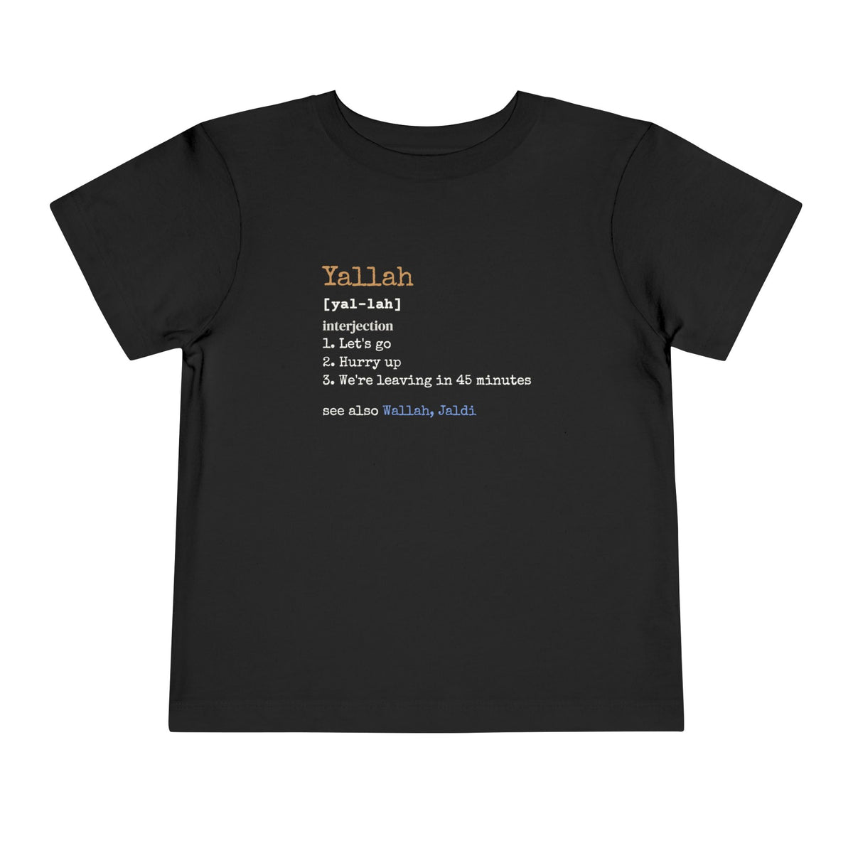 Yallah Definition Islamic Toddler T-Shirt in Black – AdabStars