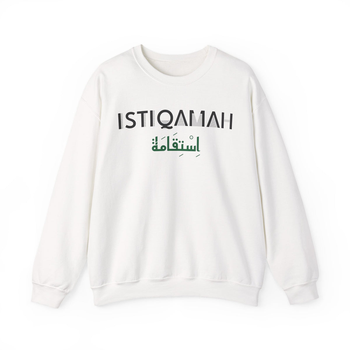 Istiqamah Dual Language Islamic Crewneck Sweatshirt in White – AdabStars