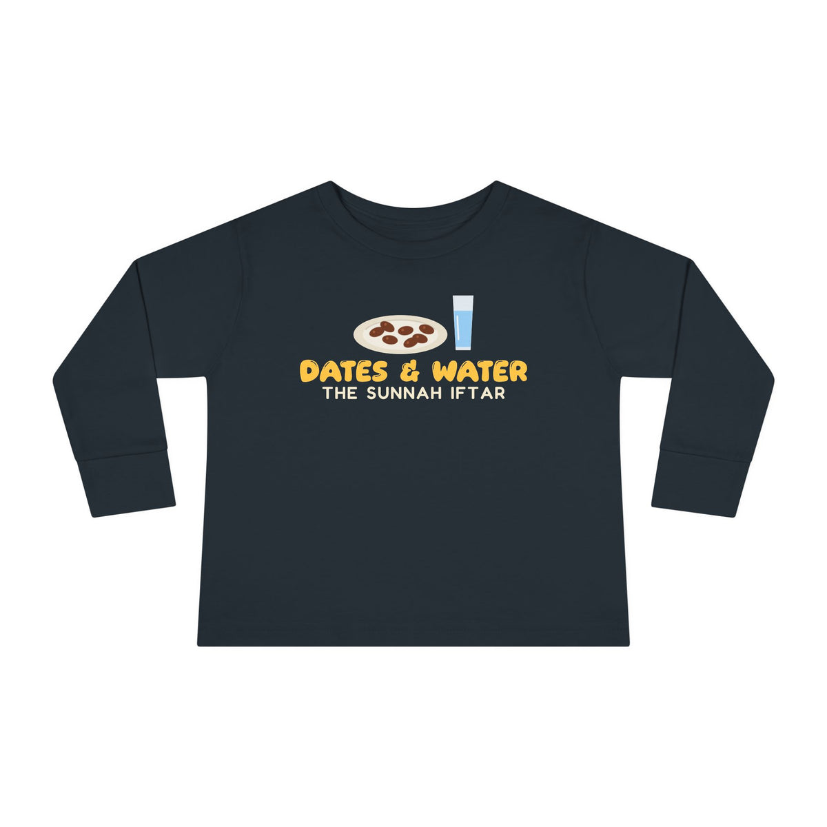 Dates and Water Sunnah Iftar Toddler Toddler Long Sleeve Shirt in Black – AdabStars