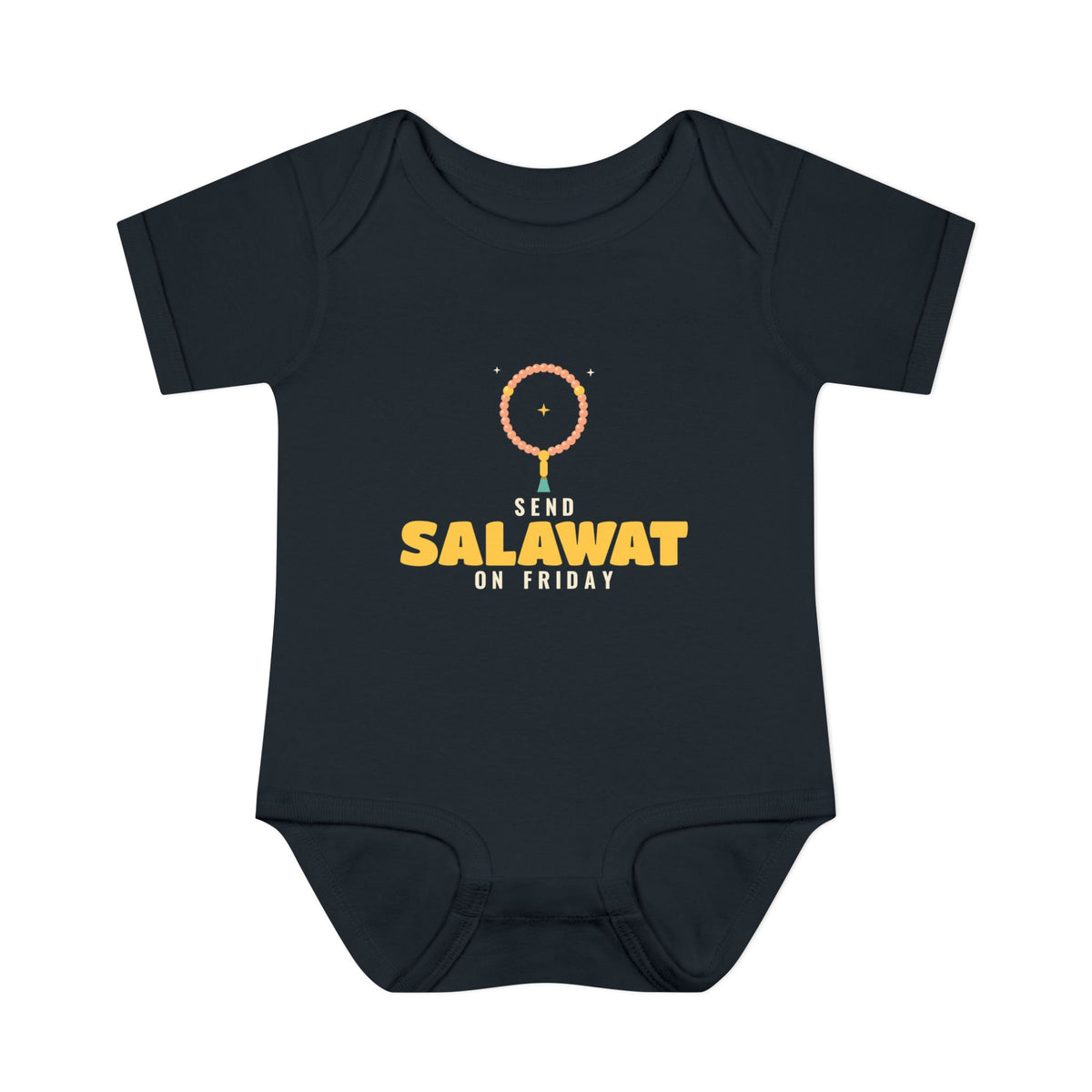 Send Salawat on Friday Islamic Baby Bodysuit in Black – AdabStars