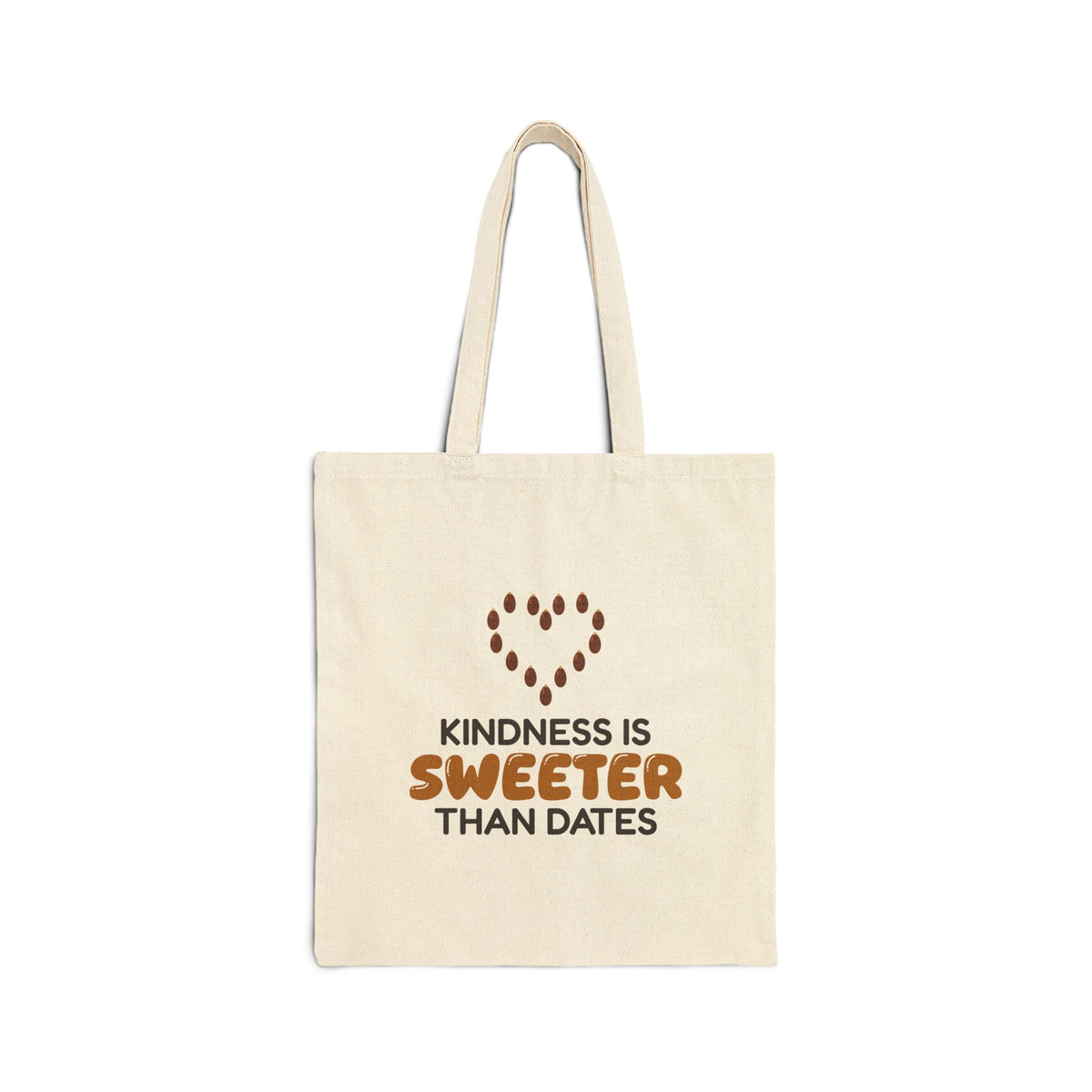 Kindness Is Sweeter Than Dates Canvas Tote Bag in Natural, double-sided print – AdabStars