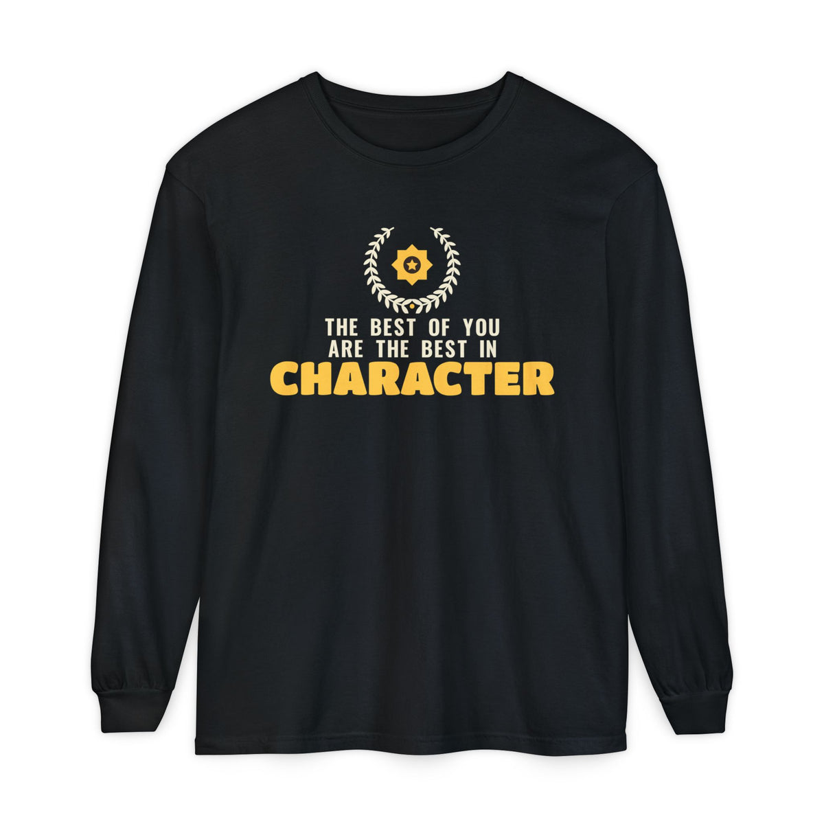 Best In Character Ramadan Long Sleeve Shirt | Islamic Best In Character Laurel Wreath Muslim Reminder | AdabStars Islamic Apparel