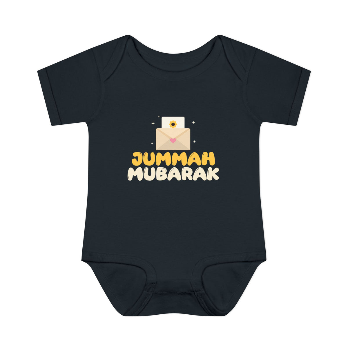 Jummah Mubarak Envelope Islamic Baby Bodysuit in Black – AdabStars
