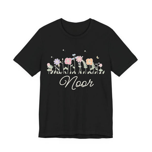 Noor Meadow Flowers Islamic Unisex T-Shirt in Black – AdabStars