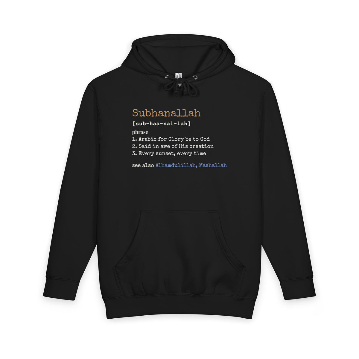 Subhanallah Definition Premium Heavyweight Hoodie in Black – AdabStars