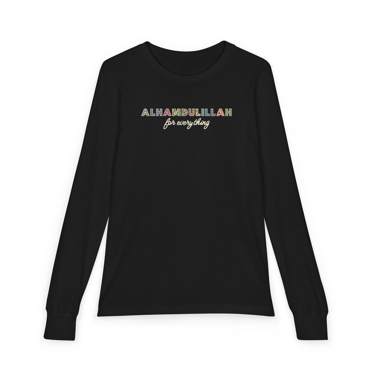 Alhamdulillah Patterned Letters Islamic Kids Kids Long Sleeve Shirt in Black – AdabStars