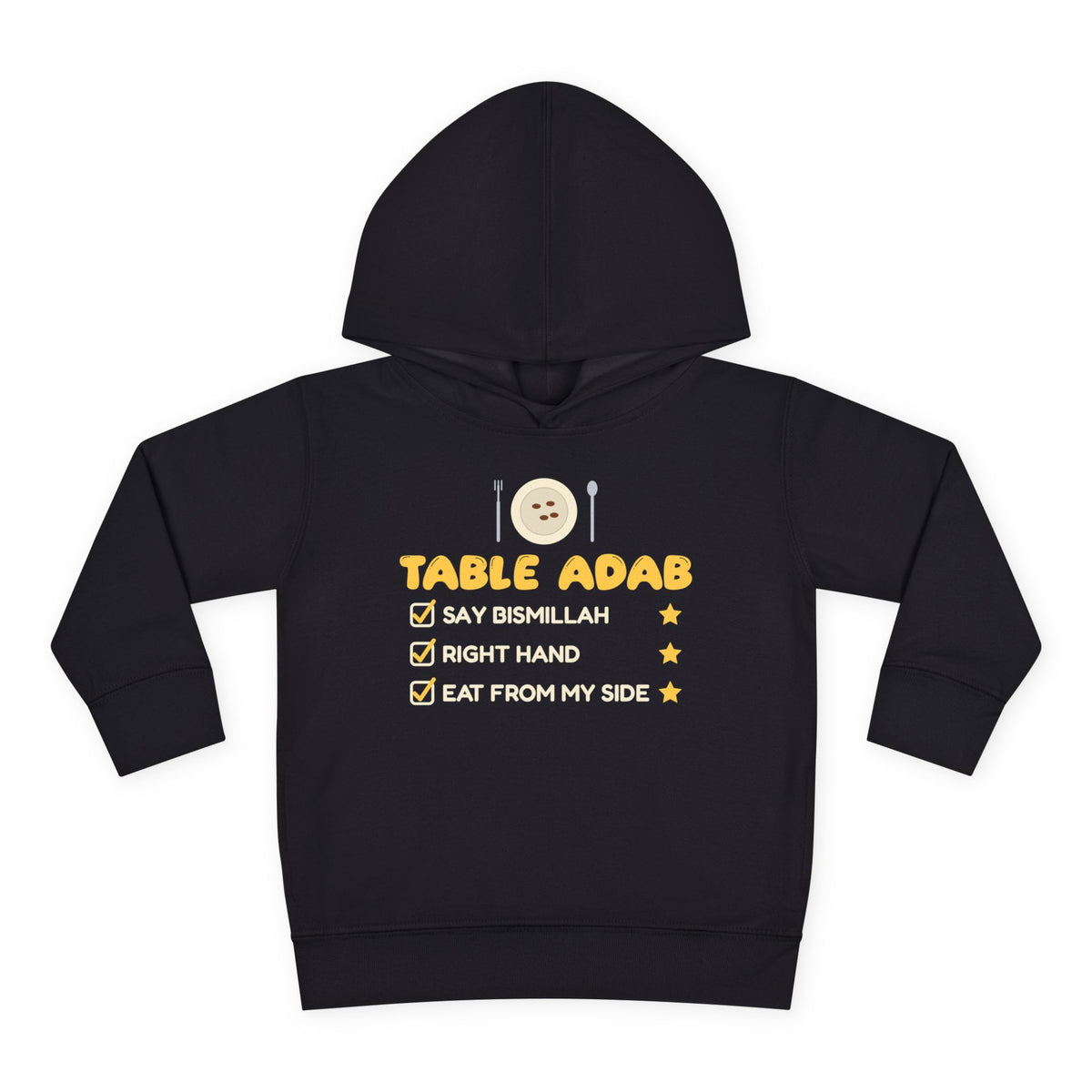 Table Adab Islamic Toddler Hoodie in Black – AdabStars