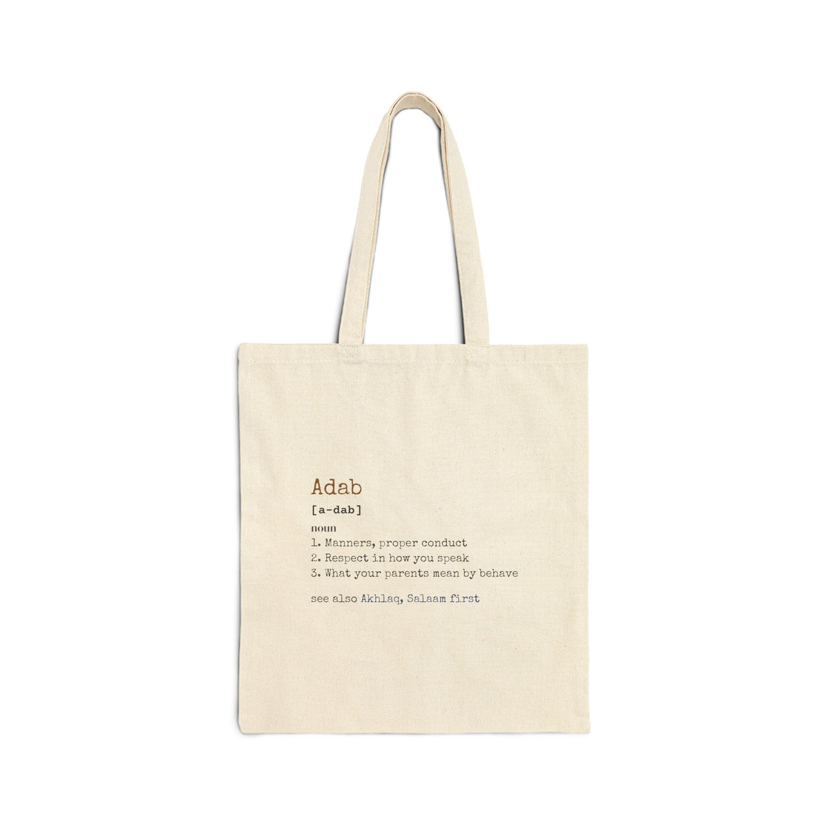 Adab Definition Canvas Tote Bag in Natural, double-sided print – AdabStars