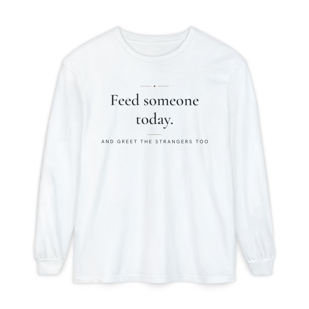 Feed someone today Islamic Heavyweight Long Sleeve Shirt in White, front and back print – AdabStars