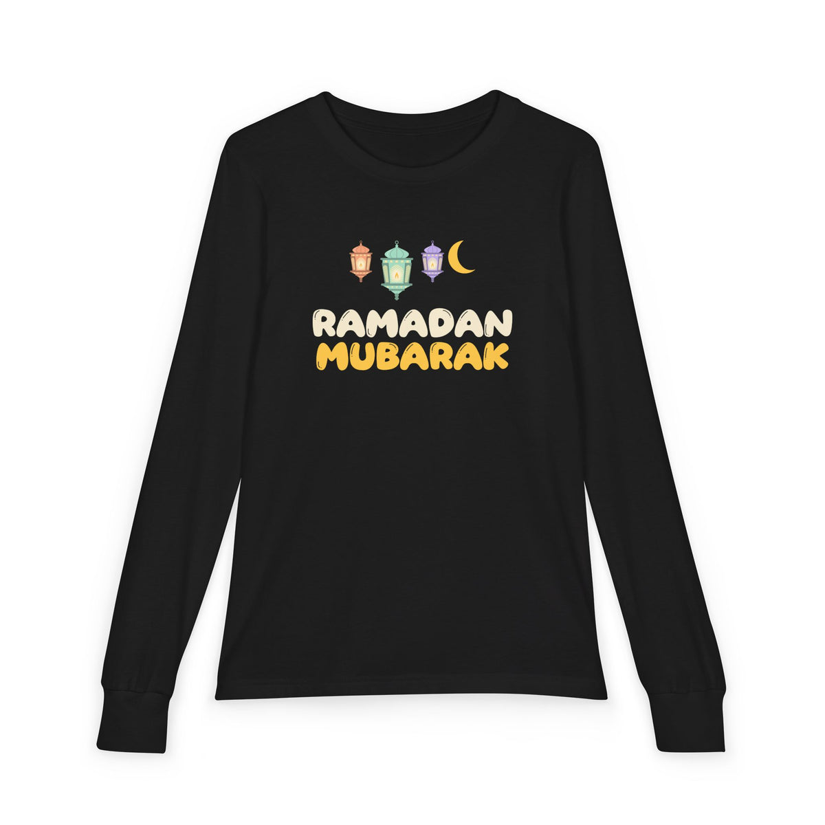 Ramadan Mubarak Lanterns Kids Long Sleeve Shirt | Kids Lanterns Crescent Family Matching | AdabStars Islamic Apparel