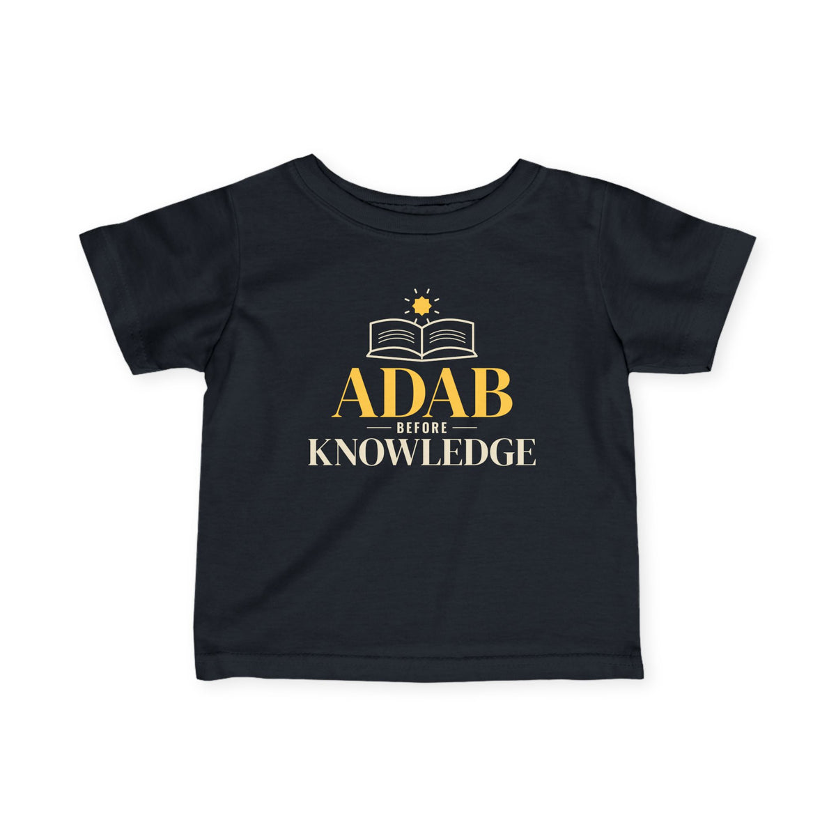 Adab Before Knowledge Islamic Baby T-Shirt in Black – AdabStars