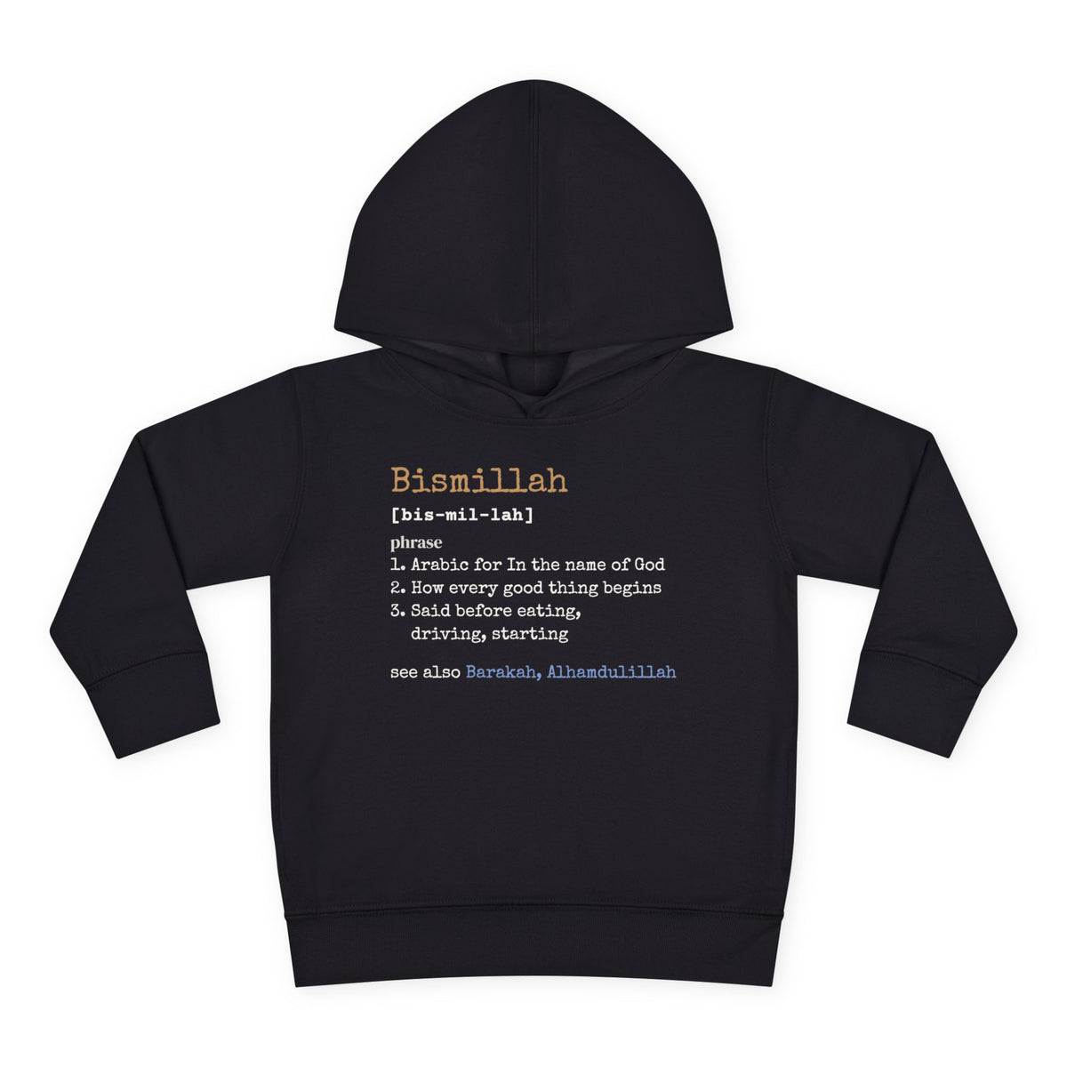 Bismillah Definition Islamic Toddler Hoodie in Black – AdabStars