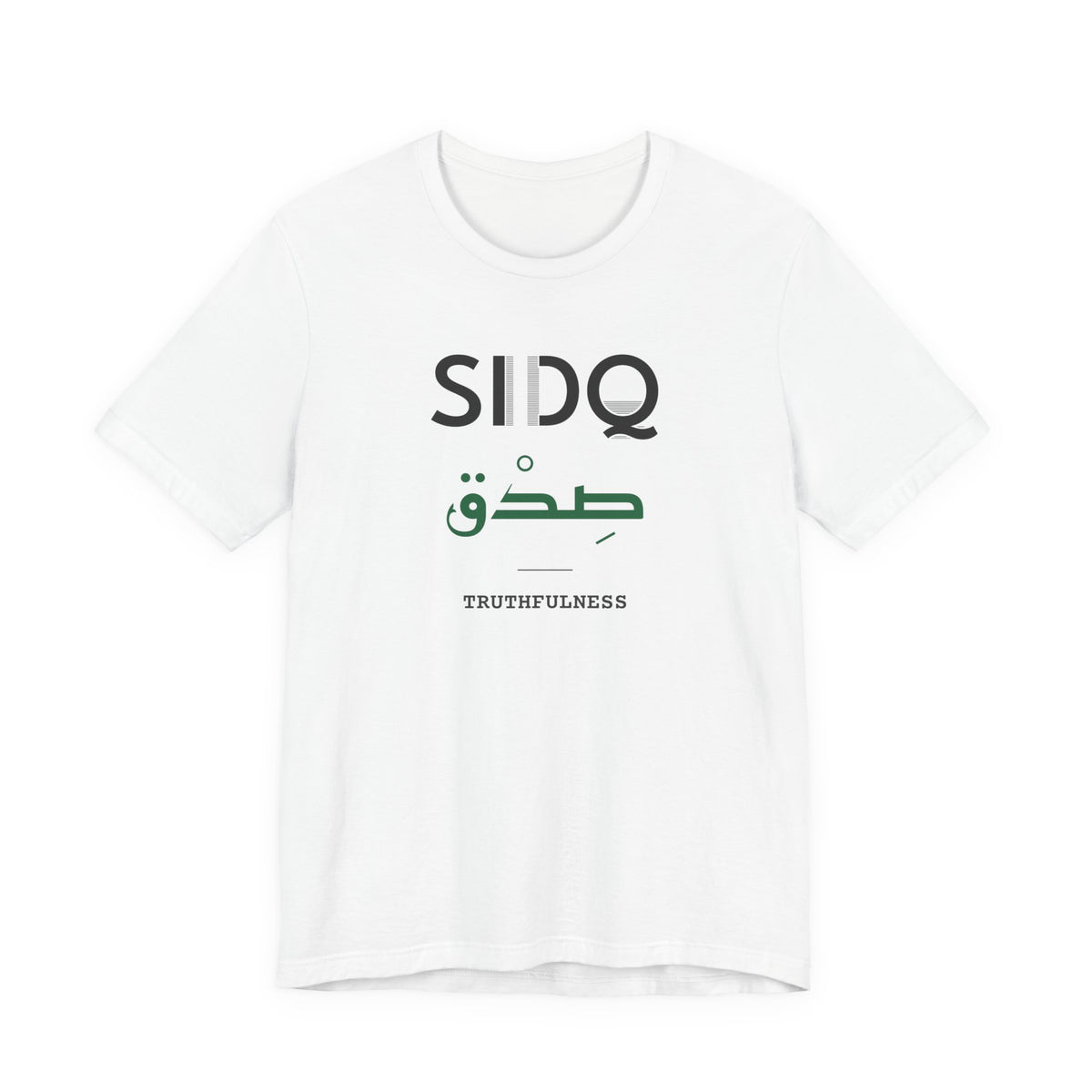 Sidq Dual Language with English Meaning Islamic Unisex T-Shirt in White – AdabStars