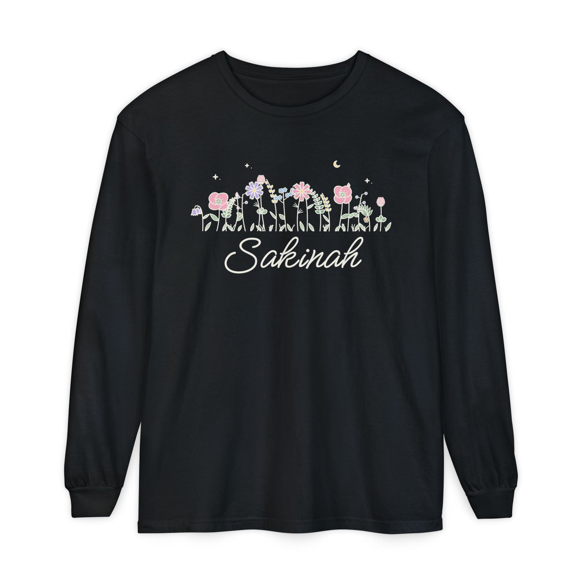 Sakinah Meadow Flowers Islamic Heavyweight Long Sleeve Shirt in Black – AdabStars