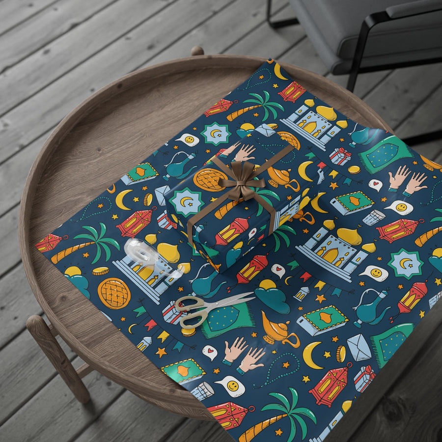 Colorful Islamic Gift Wrapping Paper – Festive Eid & Ramadan Doodle Design
