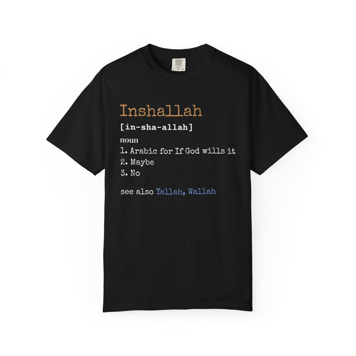 Inshallah Definition Islamic Heavyweight T-Shirt in Black – AdabStars