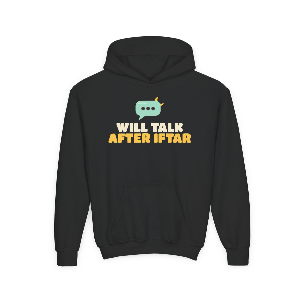 Will Talk After Iftar Kids Hoodie in Black – AdabStars