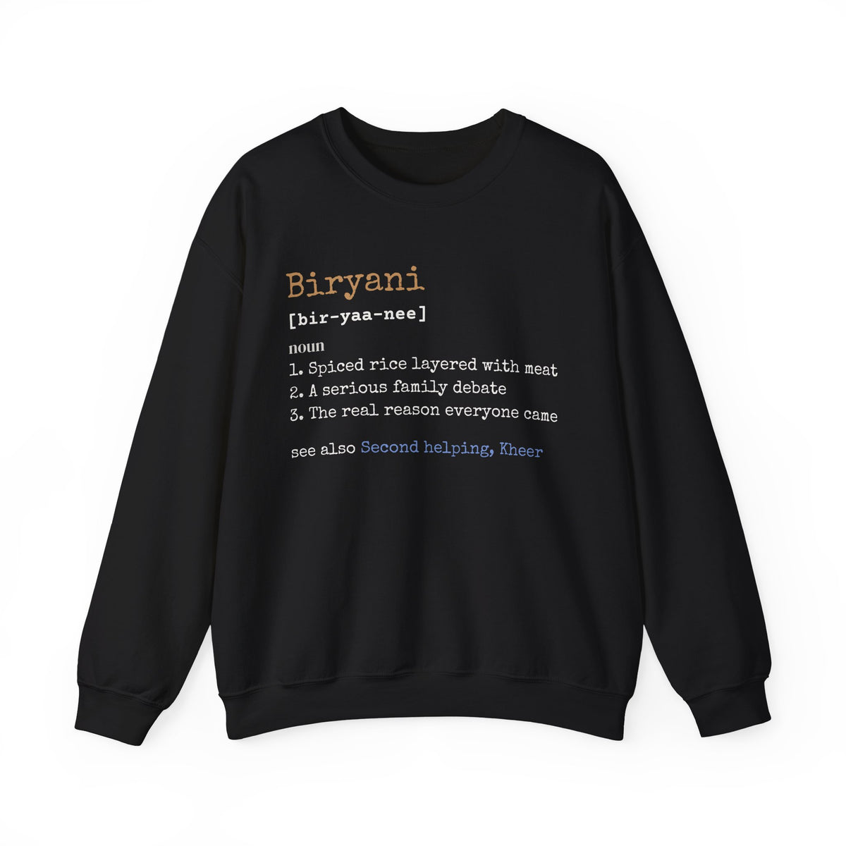 Biryani Definition Islamic Crewneck Sweatshirt in Black – AdabStars