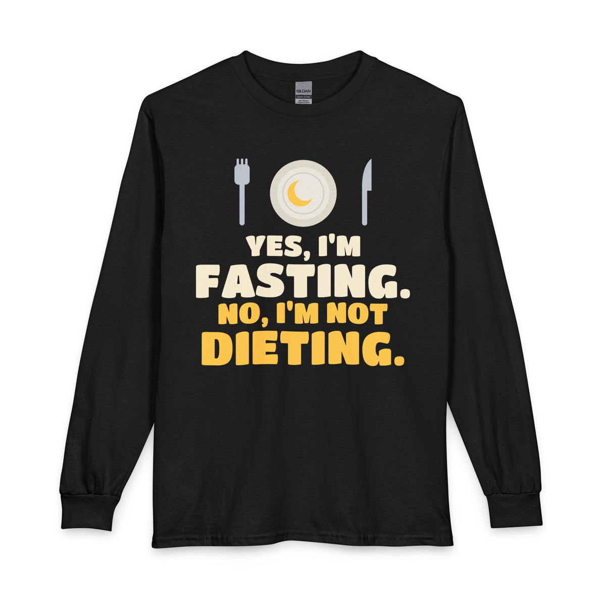 Yes I'm Fasting, No I'm Not Dieting Long Sleeve Shirt in Black – AdabStars