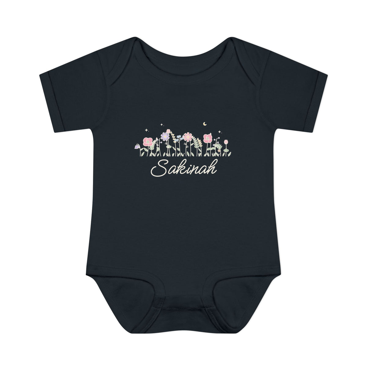 Sakinah Meadow Flowers Baby Bodysuit in Black – AdabStars