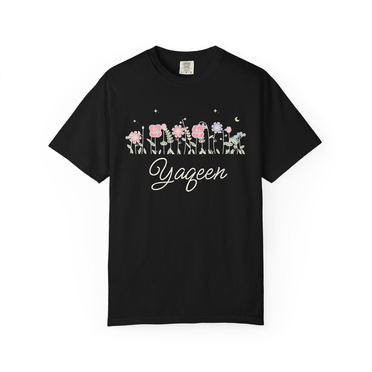 Yaqeen Meadow Flowers Islamic Heavyweight T-Shirt in Black – AdabStars