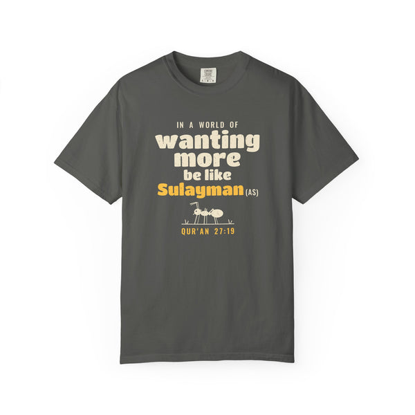 Be Like Sulayman (AS) Heavyweight Tee, Front Print | Prophet Sulayman (Solomon) Gratitude Story | AdabStars