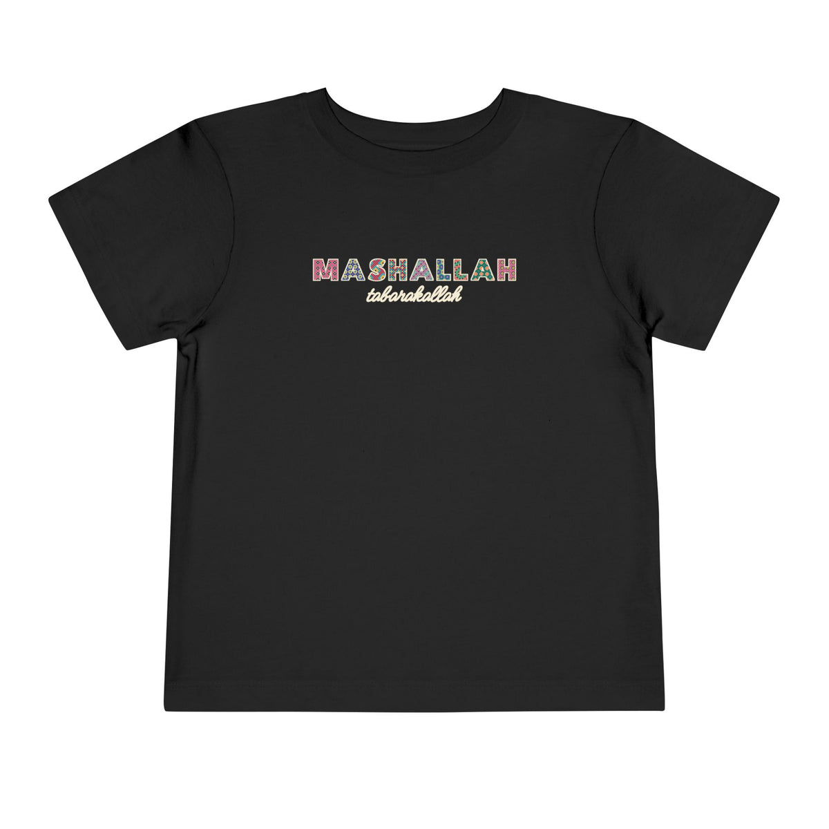 Mashallah Patterned Letters Islamic Toddler T-Shirt in Black – AdabStars