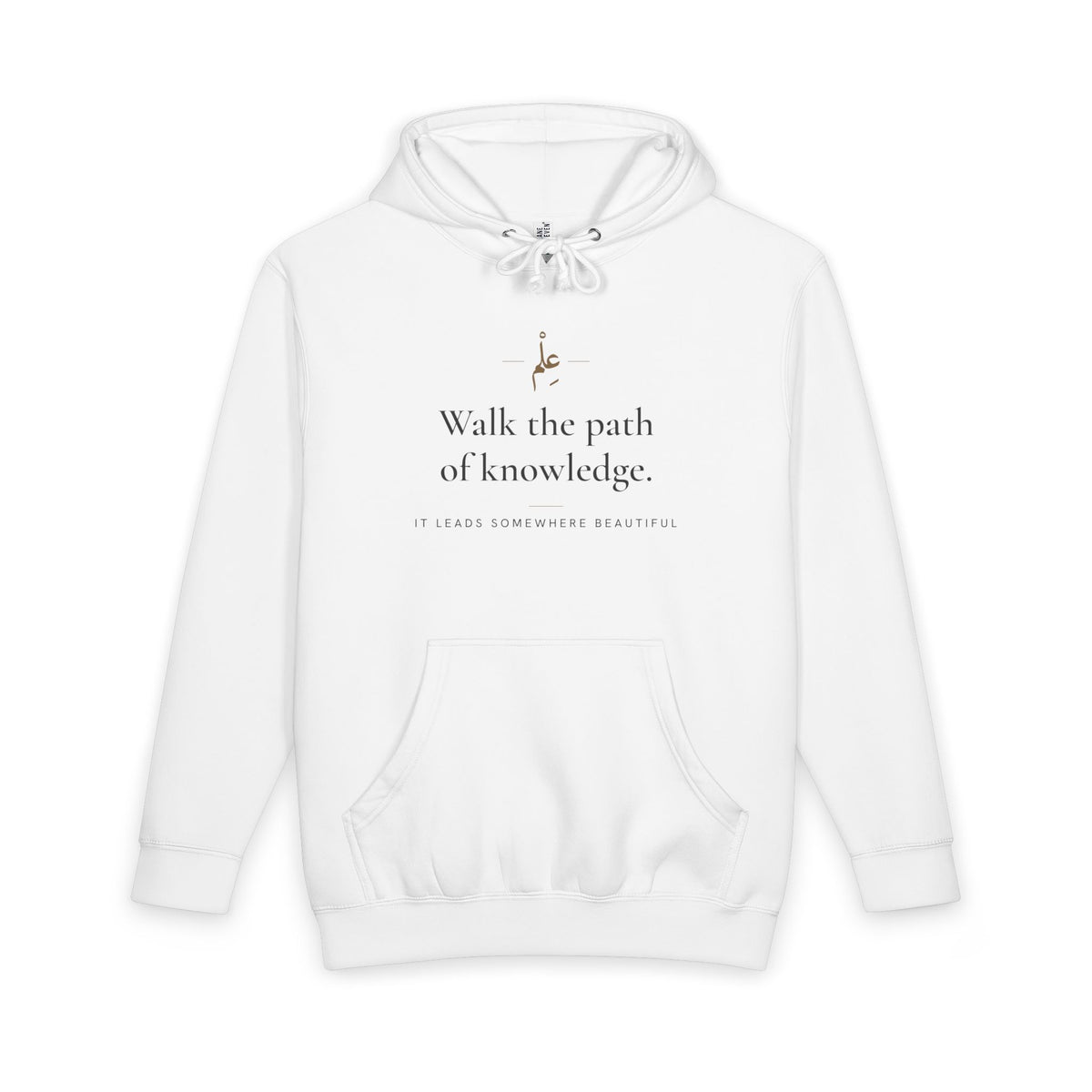 Walk the path of knowledge Islamic Heavyweight Premium Heavyweight Hoodie in White, front and back print – AdabStars
