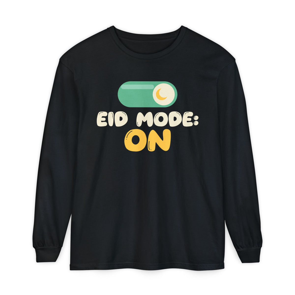 Eid Mode: On Long Sleeve Shirt | Mode On Kids Muslim Al Fitr Holiday Toggle Switch Moon | AdabStars Islamic Kids Apparel