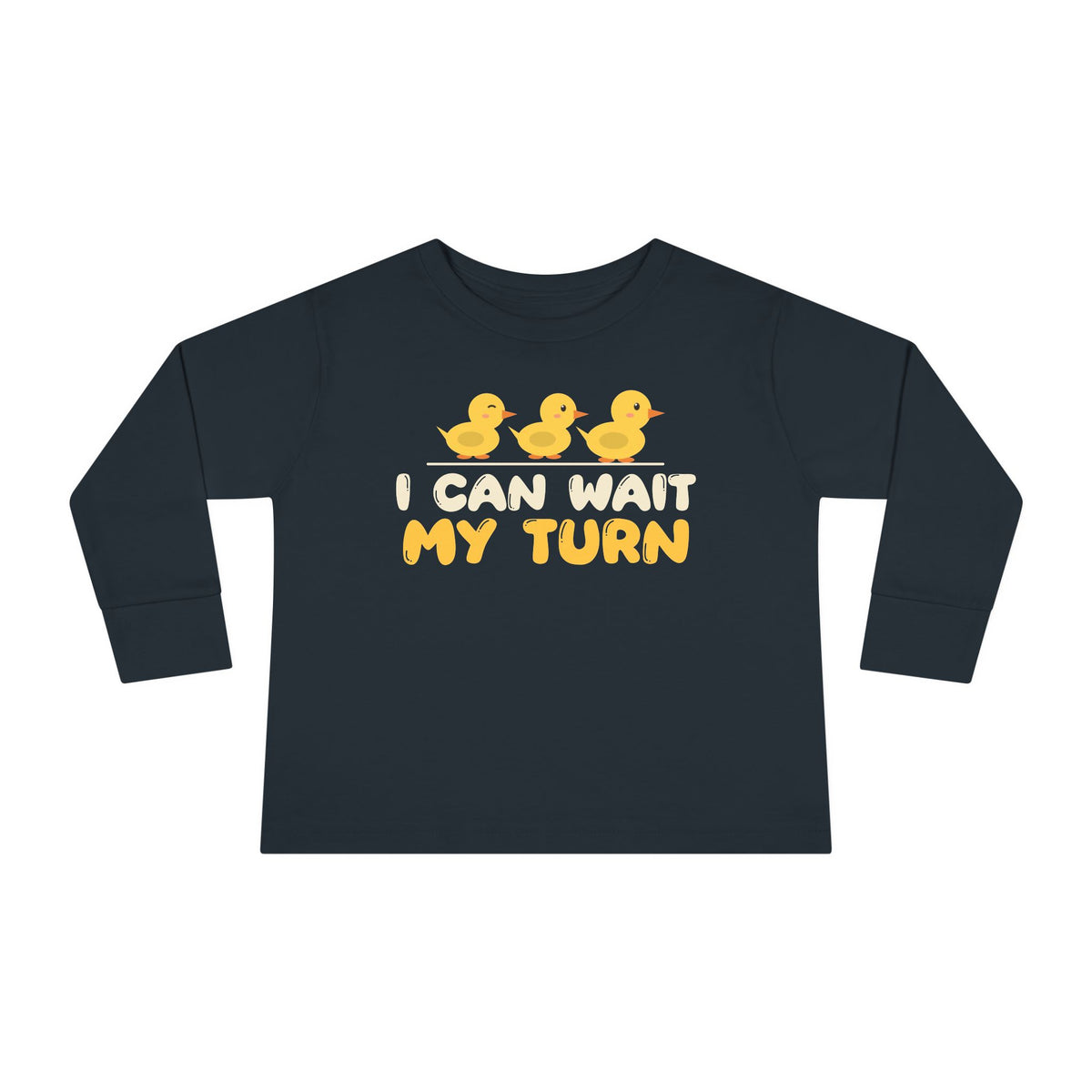 Wait My Turn Islamic Toddler Toddler Long Sleeve Shirt in Black – AdabStars